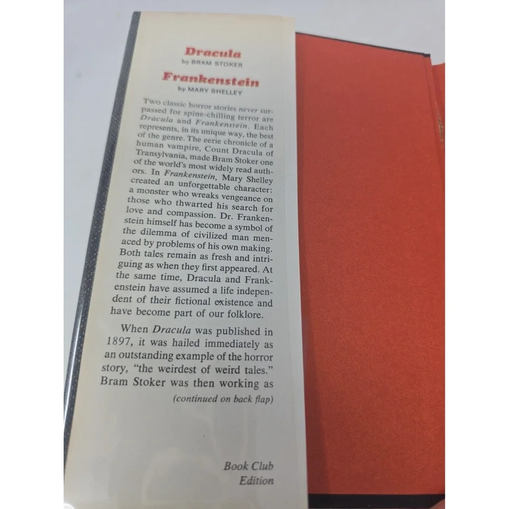 Dracula By Bram Stoker & Frankenstein By Mary Shelley Book Club Edition -Vintage